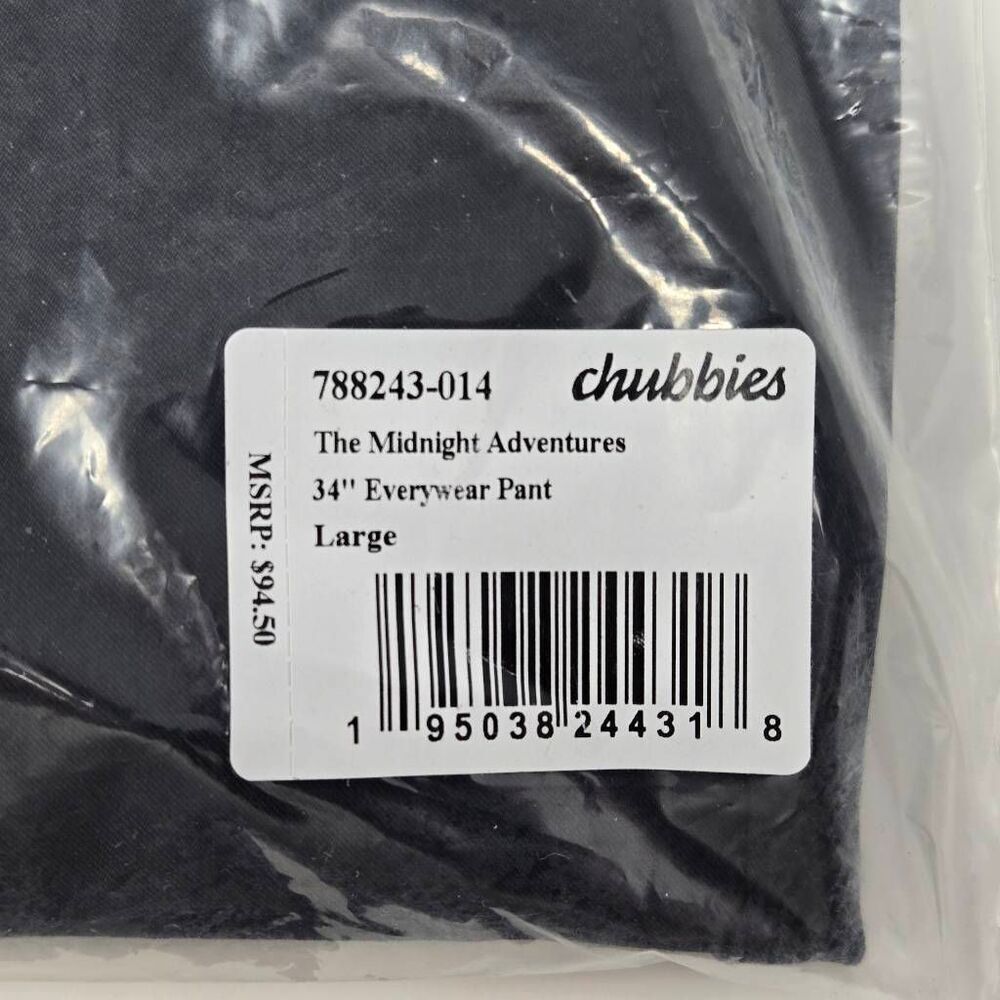 CHUBBIES EVERYWEAR PANT MENS LARGE 34" INSEAM BLACK MIDNIGHT ADVENTURES NEW - Picture 4 of 4